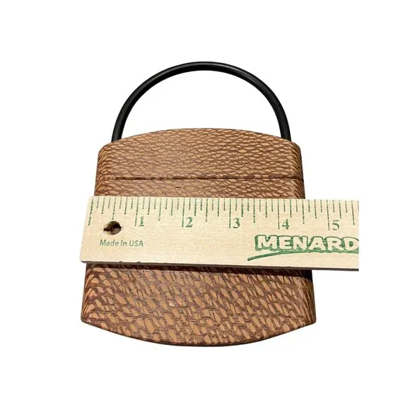 Handmade Wooden Purse Small Box Bag Rubber Handle Artisan Unique Used - Picture 9 of 16